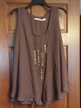 Collection B Purple Sleeveless Metallic Accent Swing Tank